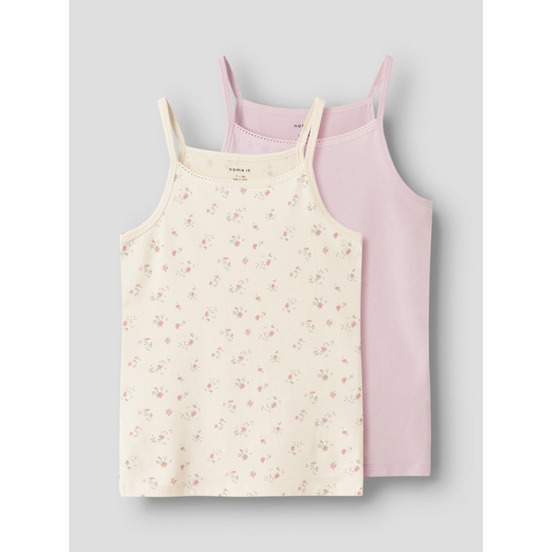 NAME IT KIDS Strap Flower 2-Pak Undertrøjer - Turtledove