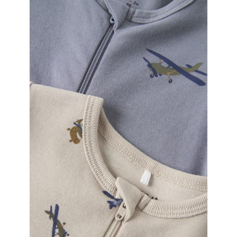 NAME IT BABY Nightsuit FF Airplane 2-Pak Natdragt - Peyote