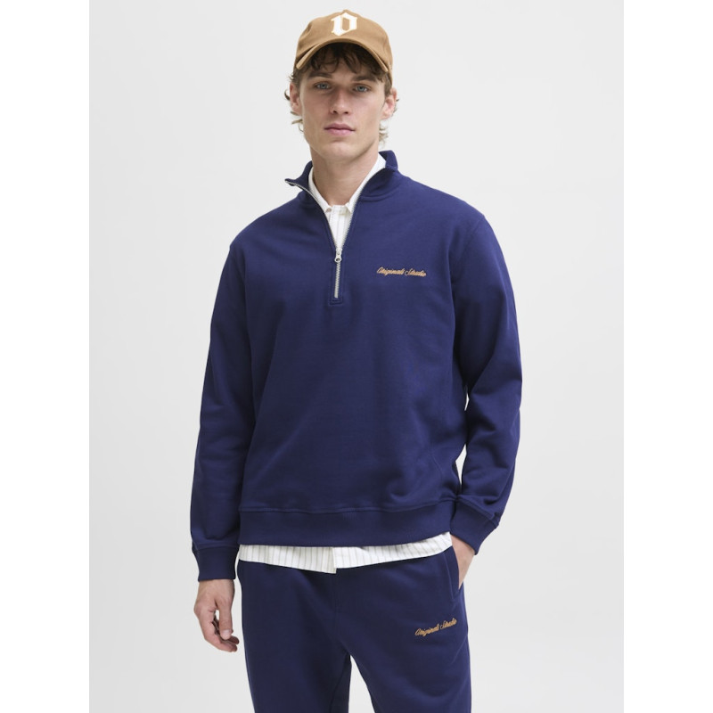 JACK & JONES Norrebro Broderet Sweatshirt - Ocean Cavern