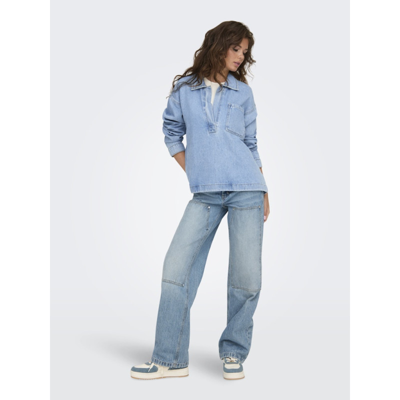 ONLY Birdie L/S Denim Skjorte - Light Blue Denim