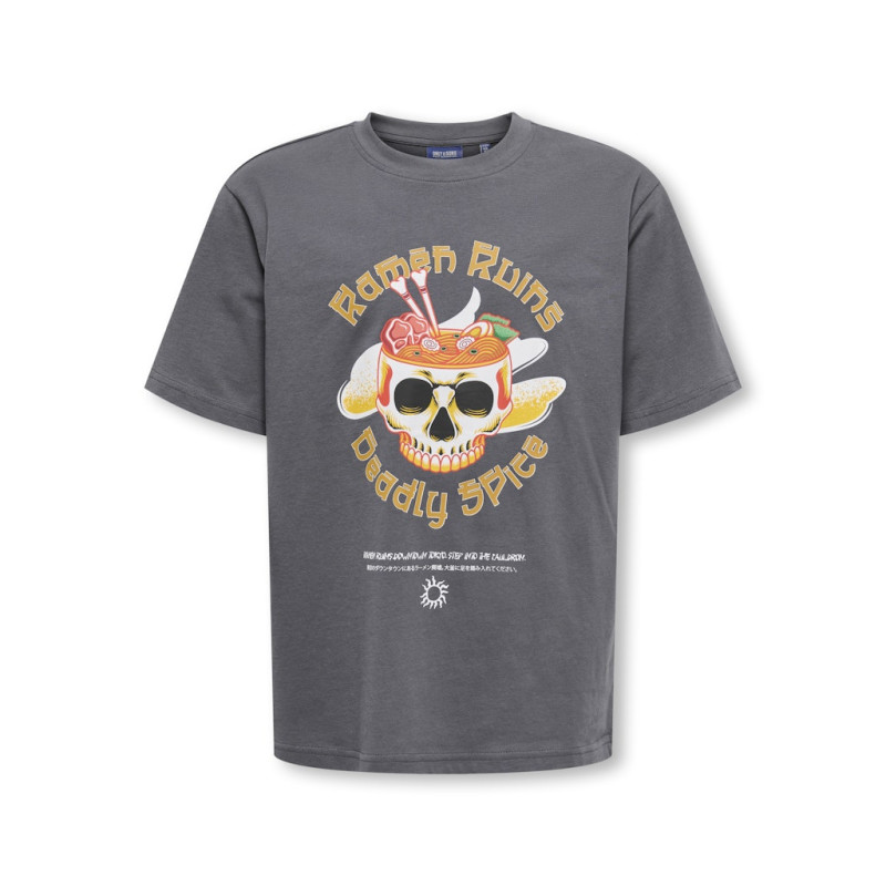 ONLY & SONS JUNIOR Fred Tonkotsu T-shirt - Blackened Pearl
