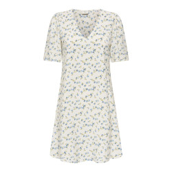 JDY Carrie Kjole - Cloud Dancer / Blue Mini Flower