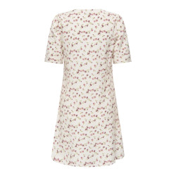 JDY Carrie Kjole - Cloud Dancer / Red Mini Flower