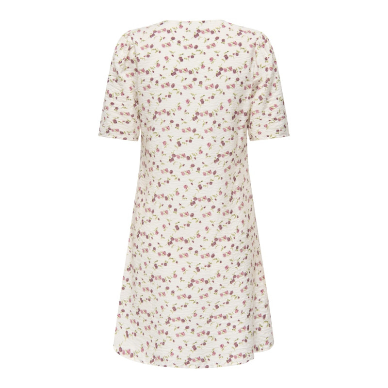 JDY Carrie Kjole - Cloud Dancer / Red Mini Flower