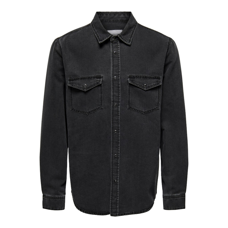ONLY & SONS Bane Denim Skjorte - Dark Grey Denim