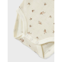 NAME IT BABY Wang Uld L/S Bodystocking - Snow White / Small Flowers