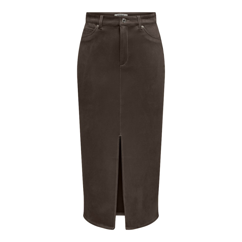 ONLY Stina Imiteret Ruskinds Nederdel - Seal Brown