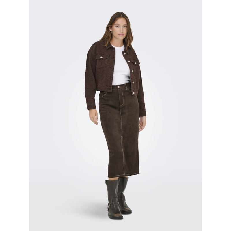 ONLY Stina Imiteret Ruskinds Nederdel - Seal Brown