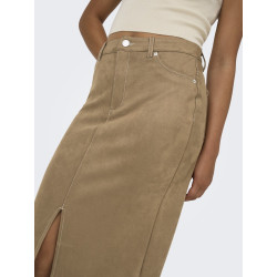 ONLY Stina Imiteret Ruskinds Nederdel - Cocoa Créme