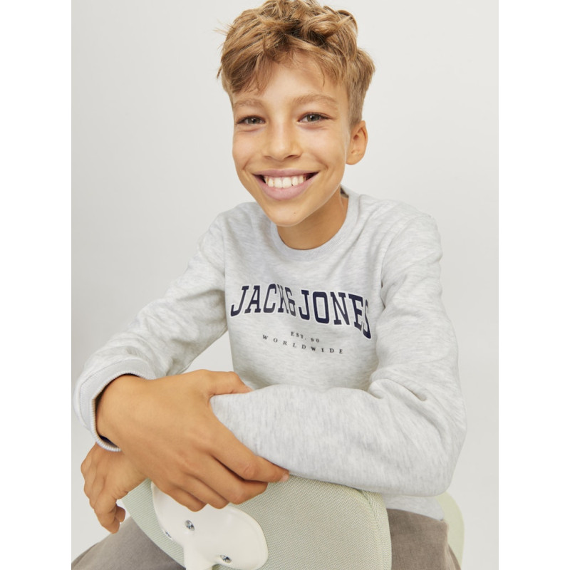 JACK & JONES JUNIOR Caleb Varsity Sweatshirt - White Melange