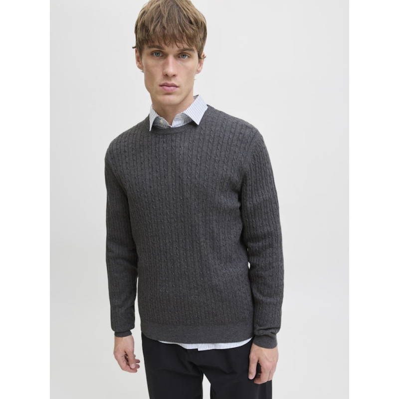JACK & JONES Emil Strik Sweater - Dark Grey Melange