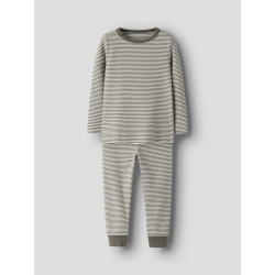 NAME IT MINI Nightset Stripe Natsæt - Dusty Olive
