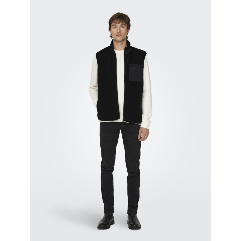 ONLY & SONS Dallas Sherpa Teddyvest - Sort