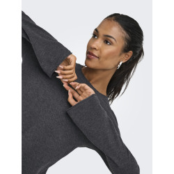ONLY Amalio L/S Strik Kjole - Dark Grey Melange