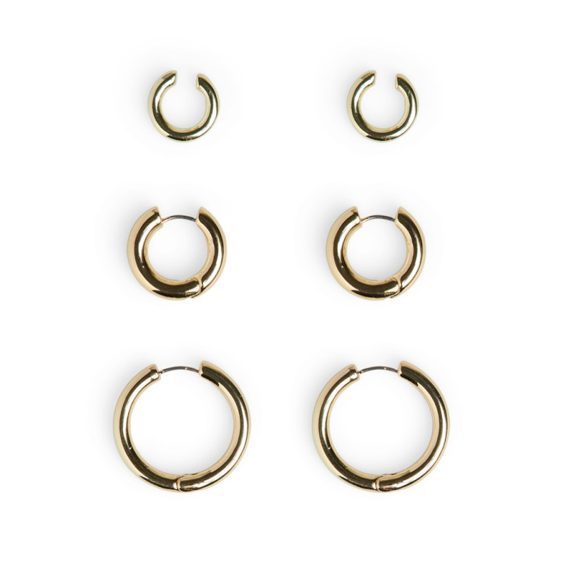 PIECES Jilvi 3-Pak Øreringe - Gold Colour