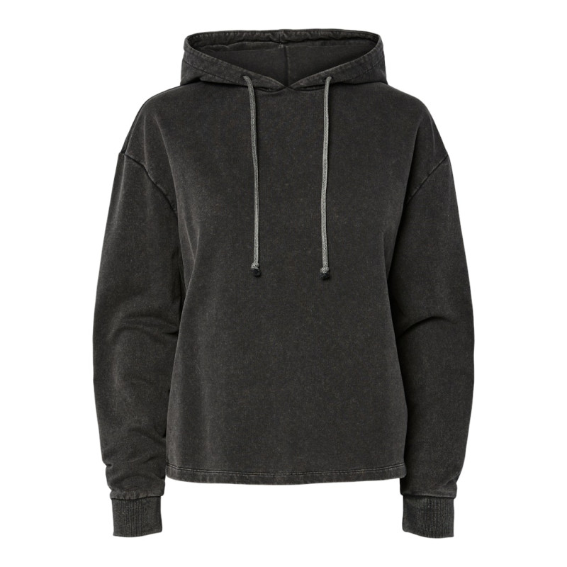 PIECES Chilli L/S Washed Hoodie - Sort