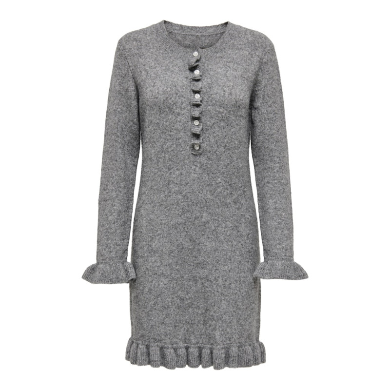 ONLY Mera L/S Strik Kjole - Medium Grey Melange