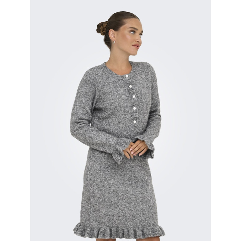 ONLY Mera L/S Strik Kjole - Medium Grey Melange