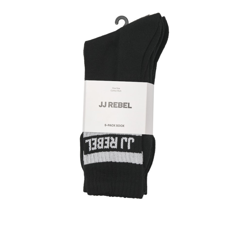 JJ REBEL Logo 5-Pak Tennis Sokker - Sort