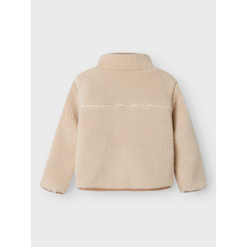 NAME IT MINI Mattia Sherpa Jakke - Moonbeam / Savannah Tan