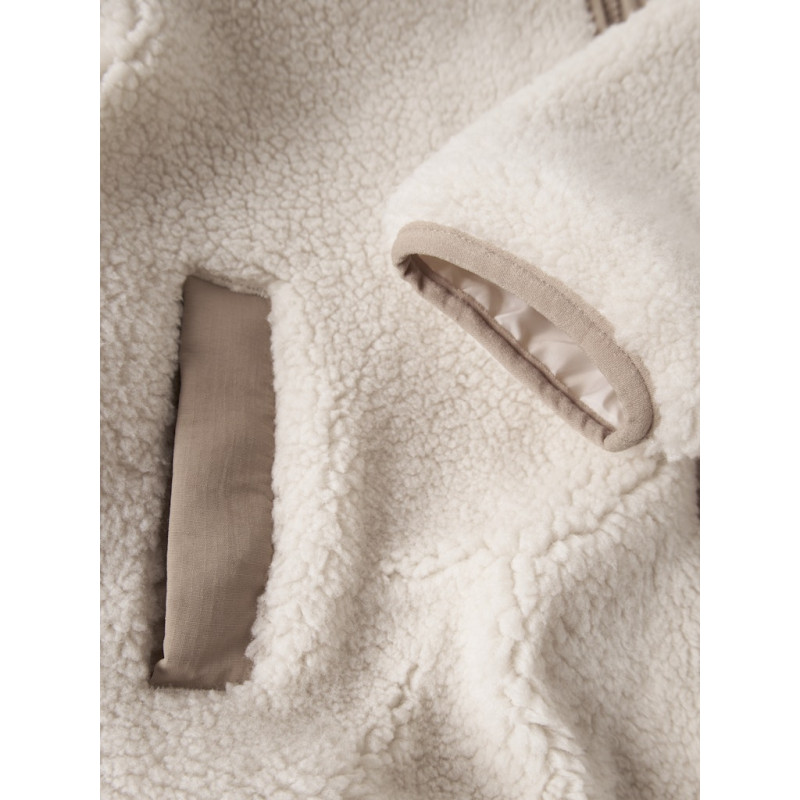 NAME IT KIDS Mattia Sherpa Jakke - Moonbeam / Savannah Tan