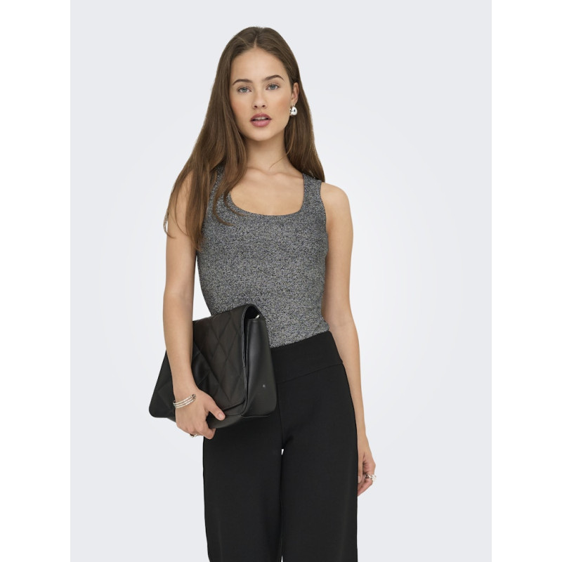 ONLY Ea Glitter S/L Vendbar Top - Sort / Silver Glitter