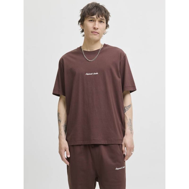 JACK & JONES Norrebro Broderet T-shirt - Deep Mahogany