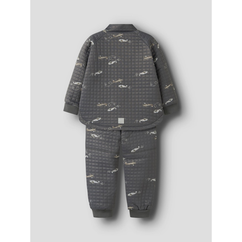 NAME IT MINI Moon Quiltet Sæt - Grey Pinstripe