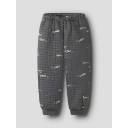 NAME IT MINI Moon Quiltet Sæt - Grey Pinstripe