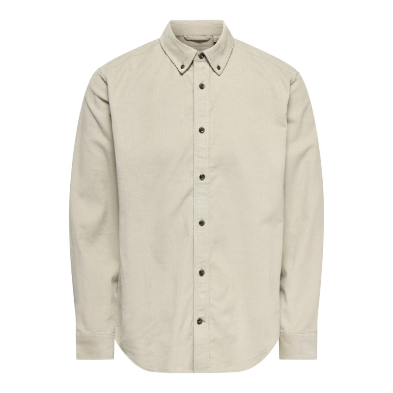 ONLY & SONS Michael L/S Fløjl Skjorte - Silver Lining
