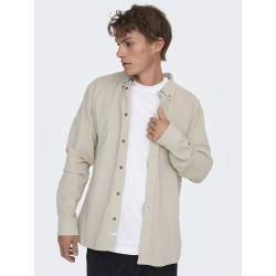ONLY & SONS Michael L/S Fløjl Skjorte - Silver Lining