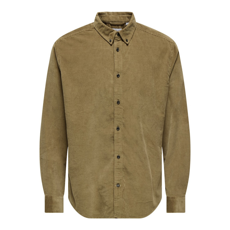 ONLY & SONS Michael L/S Fløjl Skjorte - Otter