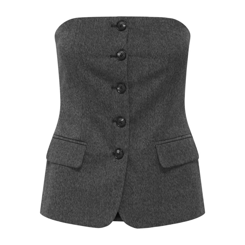 ONLY Marnie S/L Vest - Dark Grey Melange