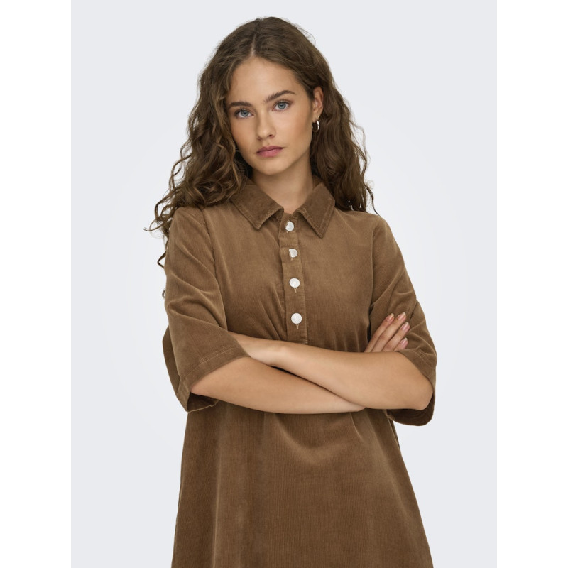 ONLY Gry-Nessa S/S Fløjl Kjole - Toasted Coconut