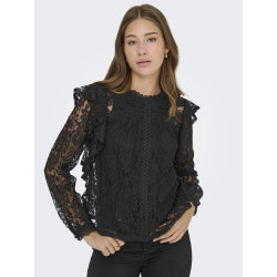 ONLY New Karo L/S Blonde Bluse - Sort