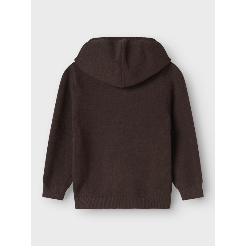 NAME IT MINI Onilla L/S Strik Cardigan - Seal Brown