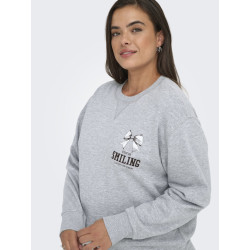 ONLY CARMAKOMA Iggy L/S Sweatshirt - Light Grey Melange