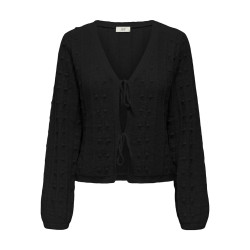 JDY Sigrid L/S Tie Strik Cardigan - Sort