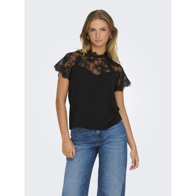 JDY Lion S/S Blonde Top - Sort