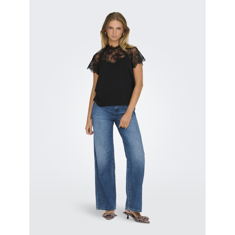JDY Lion S/S Blonde Top - Sort