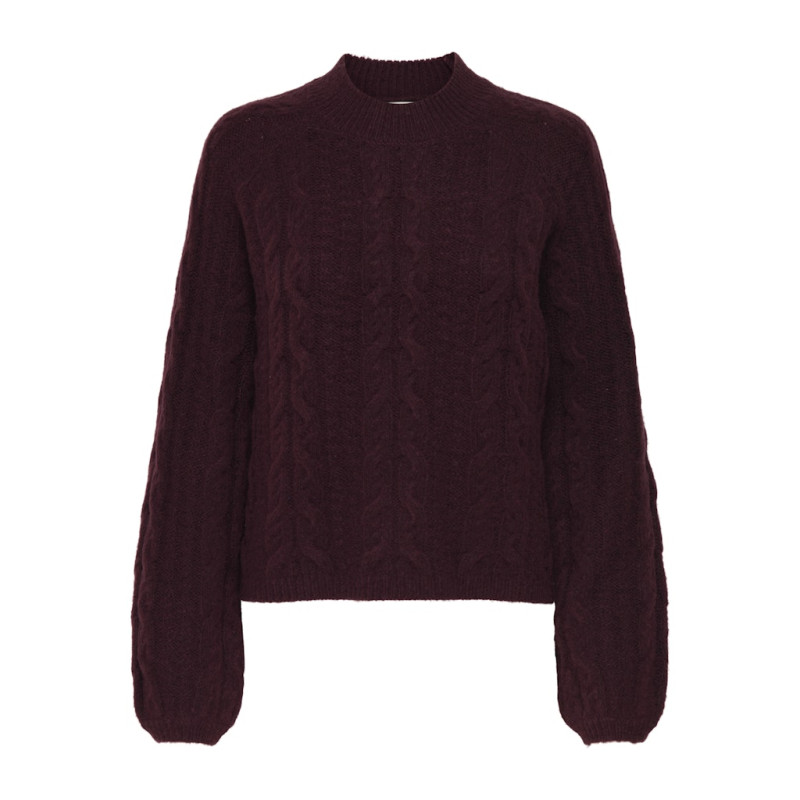 JDY Silja L/S Kabelstrik Sweater - Maroon Banner