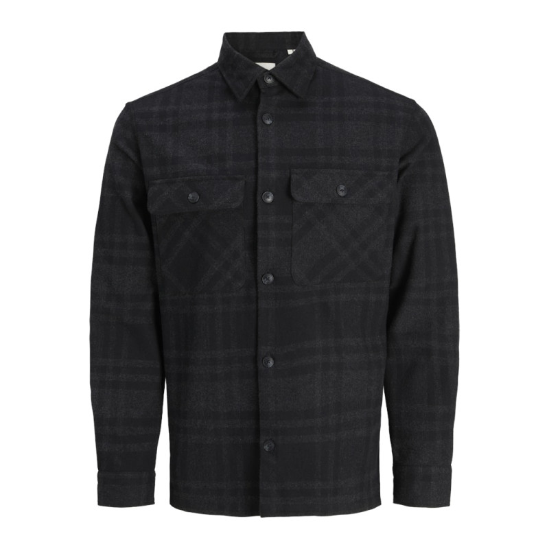 JACK & JONES PLUS Rayle Melange L/S Overshirt - Black Beauty