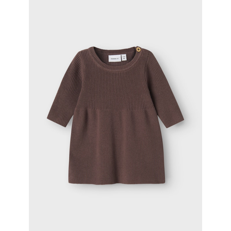NAME IT BABY Olivina L/S Strik Kjole - Peppercorn