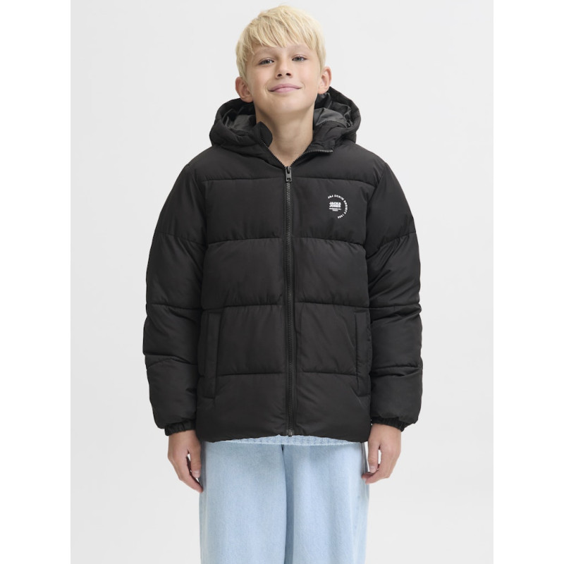 JACK & JONES Maze Logo Puffer Hoodie - Sort