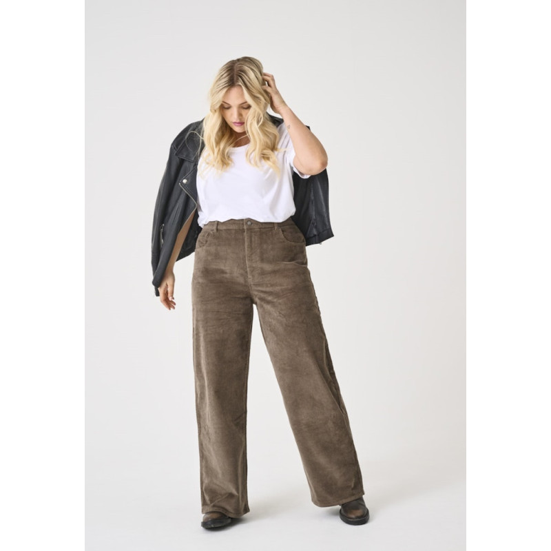 ONLY CARMAKOMA Hope global high waist brede bukser - Morel