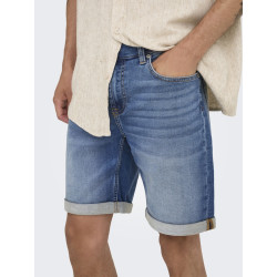 ONLY & SONS Ply Jog Denim Shorts - Medium Blue Denim