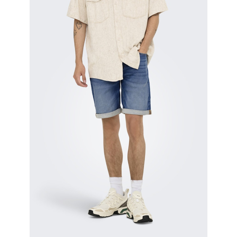 ONLY & SONS Ply Jog Denim Shorts - Medium Blue Denim