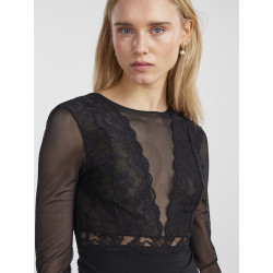 PIECES Sicca L/S Bodystocking - Sort