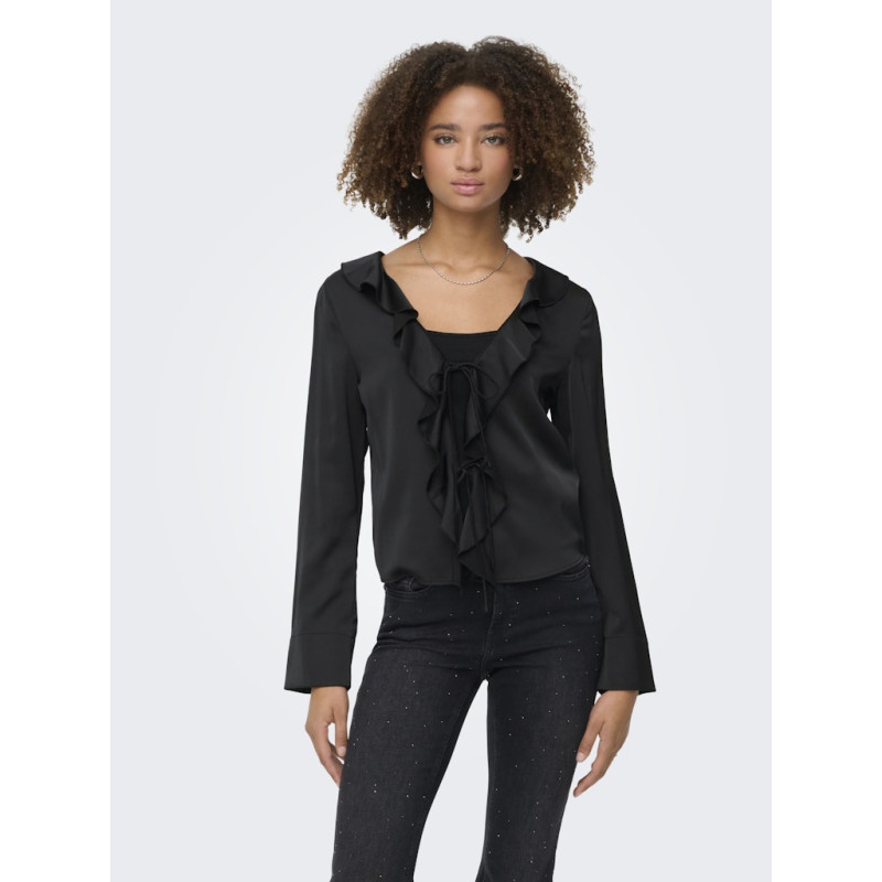 ONLY Mika Satin L/S Flæse Bluse - Sort