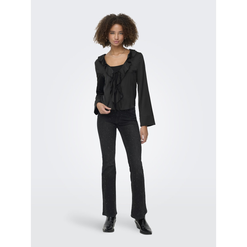 ONLY Mika Satin L/S Flæse Bluse - Sort